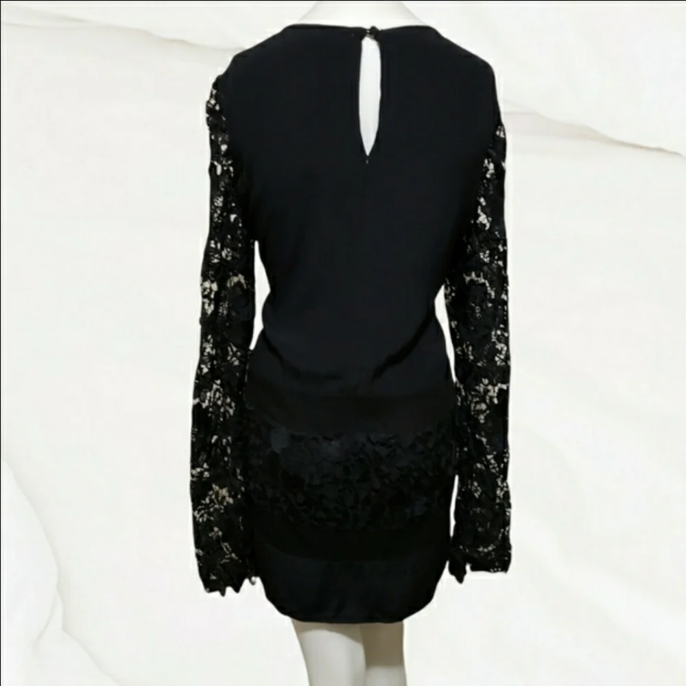 ASTR large black lace long sleeve Rayon blend mini dress - Picture 8 of 10